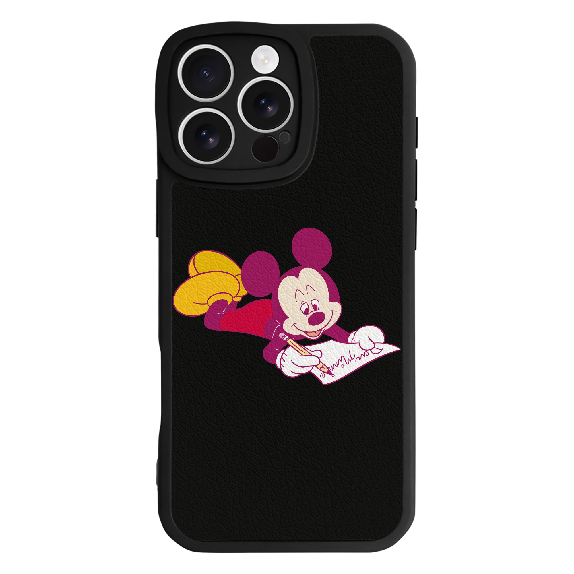 （画像用） ミッキーマウス Mickey Mouse 【iPhone 16シリーズ対応】シリコンスマホケース（レザー調） 材質：シリコン